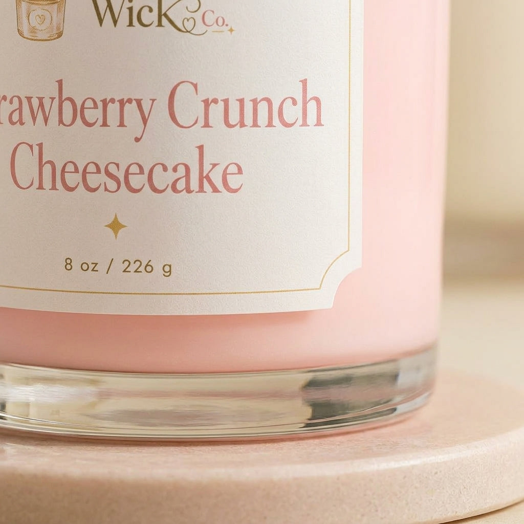 Strawberry Crunch Cheesecake Candle | Strawberry Dessert Candle