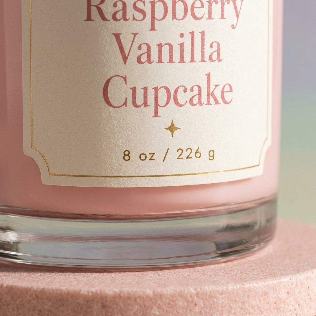 Raspberry Vanilla Cupcake Candle | Whipped Dessert Candle