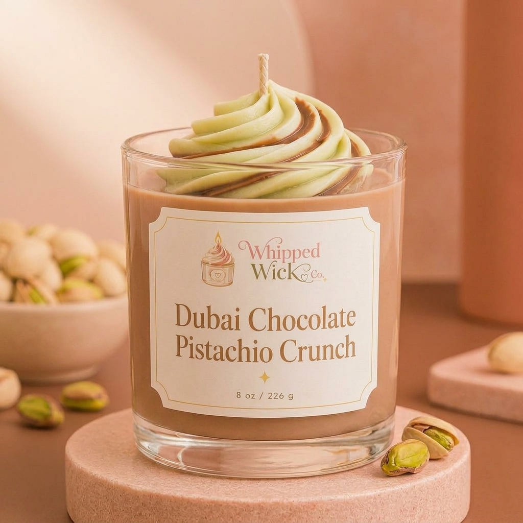 Dubai Chocolate Pistachio Crunch Candle | Viral Dessert Drop