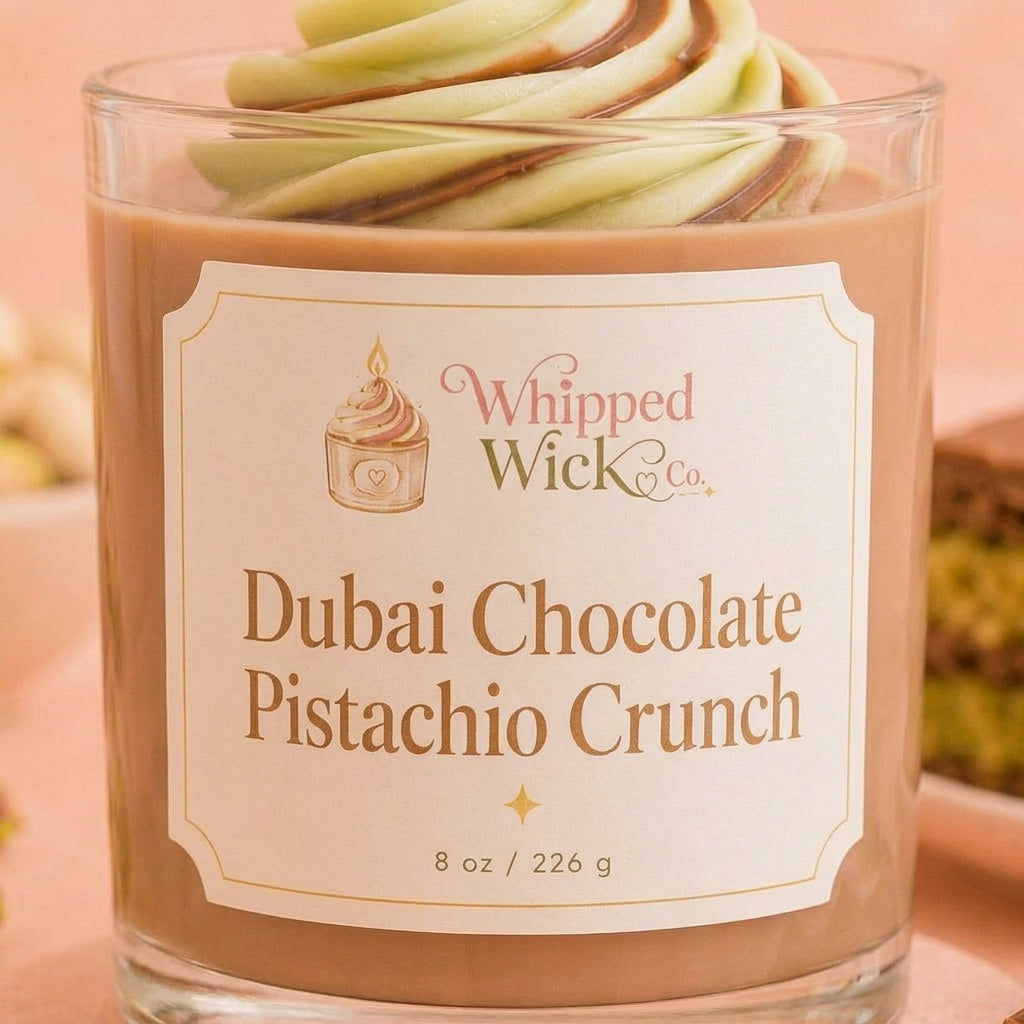 Dubai Chocolate Pistachio Crunch Candle | Viral Dessert Drop
