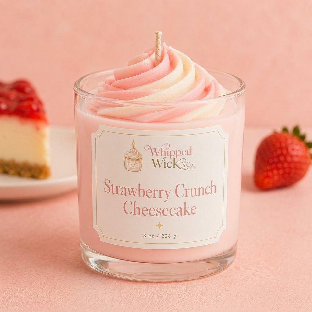 Strawberry Crunch Cheesecake Candle | Strawberry Dessert Candle