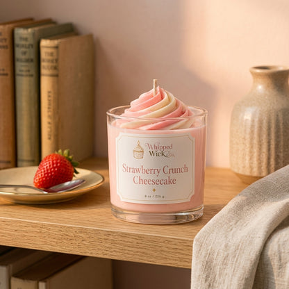 Strawberry Crunch Cheesecake Candle | Strawberry Dessert Candle