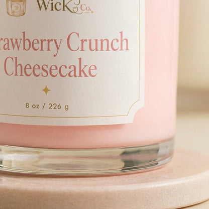 Strawberry Crunch Cheesecake Candle | Strawberry Dessert Candle