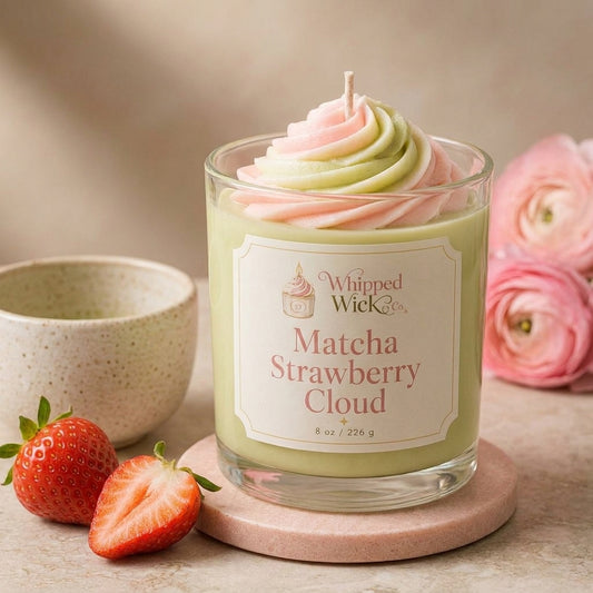 Matcha Strawberry Cloud Candle | Matcha Dessert Candle