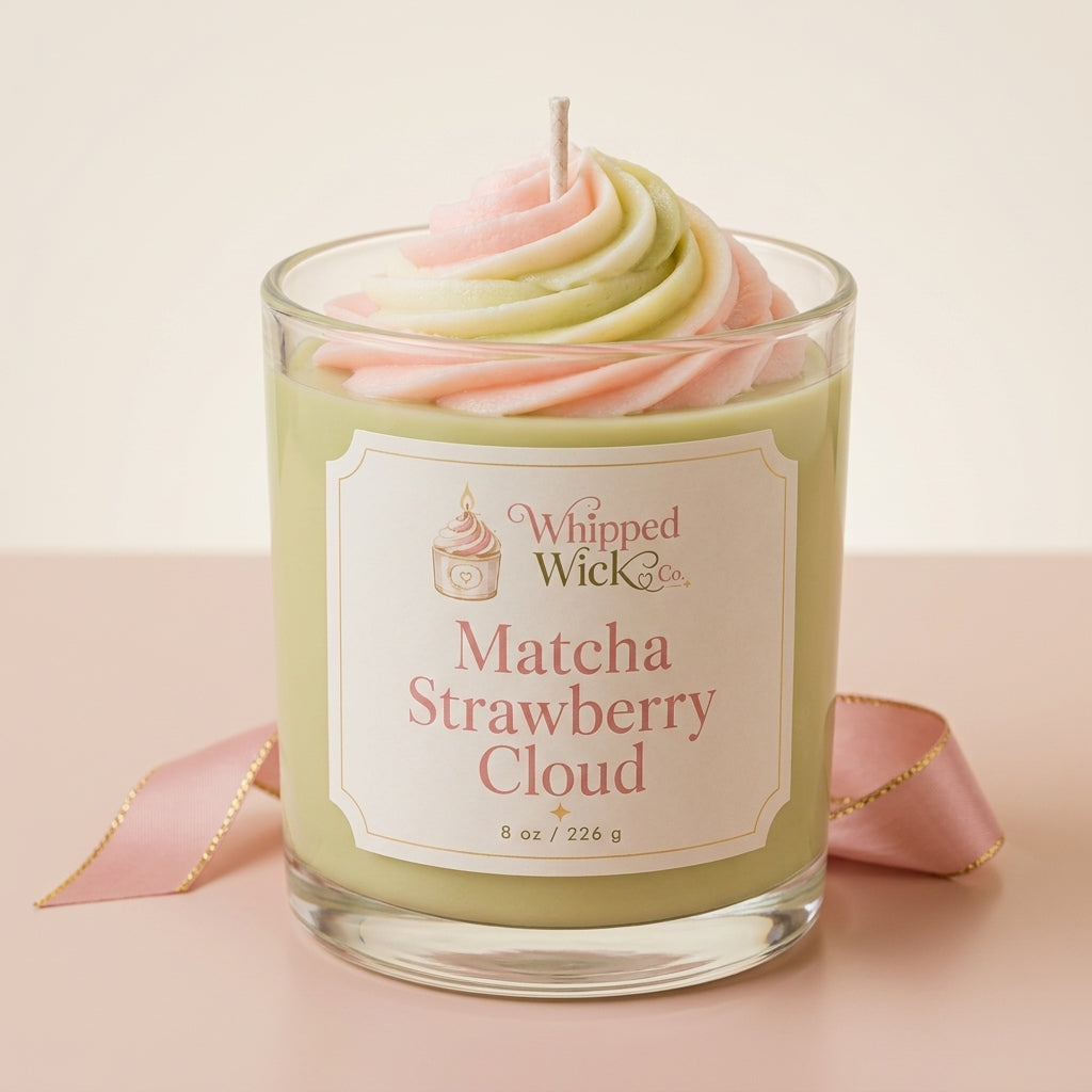 Matcha Strawberry Cloud Candle | Matcha Dessert Candle