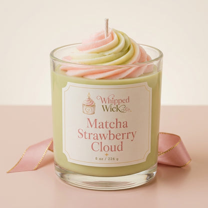 Matcha Strawberry Cloud Candle | Matcha Dessert Candle