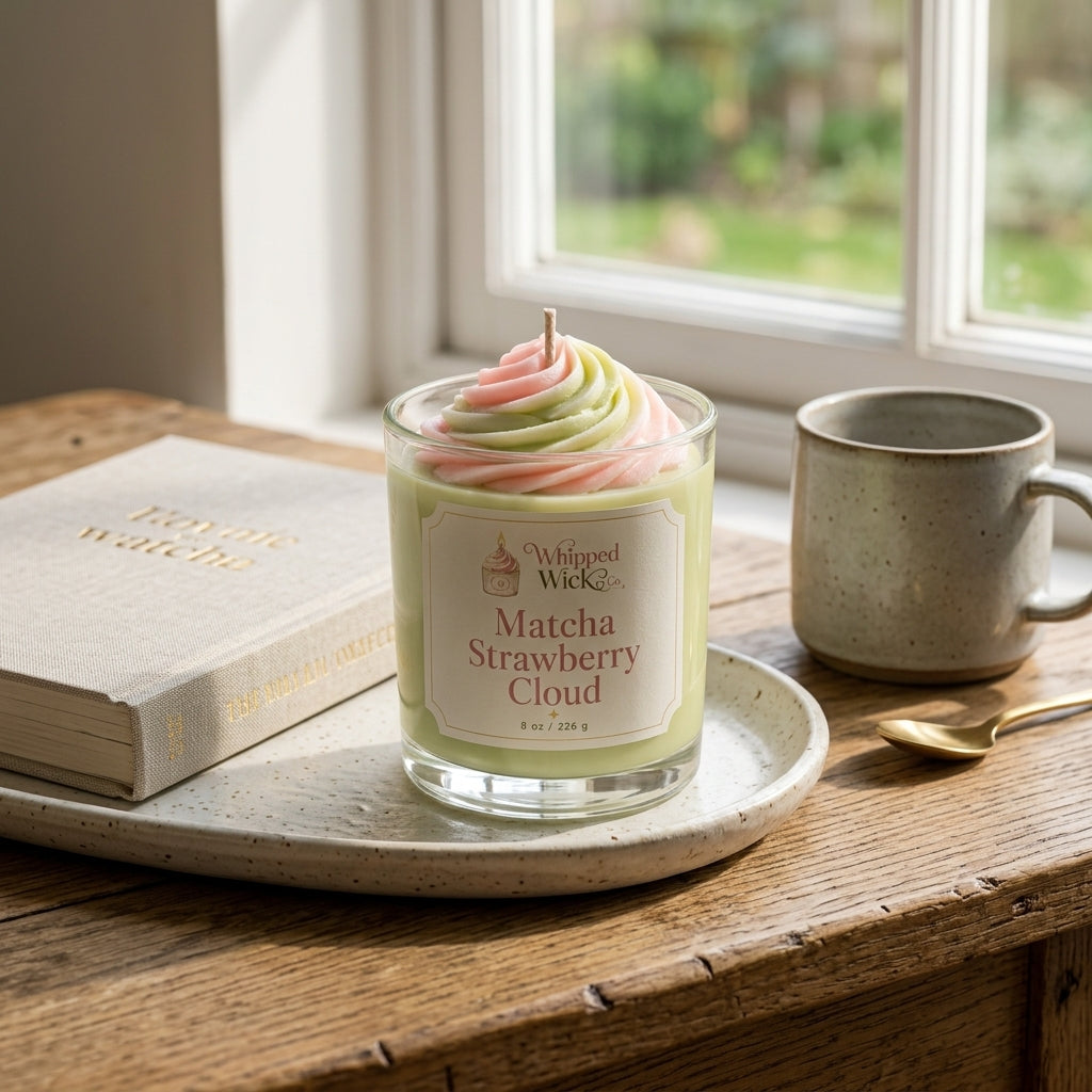 Matcha Strawberry Cloud Candle | Matcha Dessert Candle