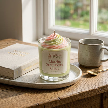 Matcha Strawberry Cloud Candle | Matcha Dessert Candle