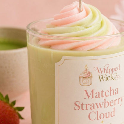 Matcha Strawberry Cloud Candle | Matcha Dessert Candle