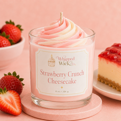 Strawberry Crunch Cheesecake Candle | Strawberry Dessert Candle
