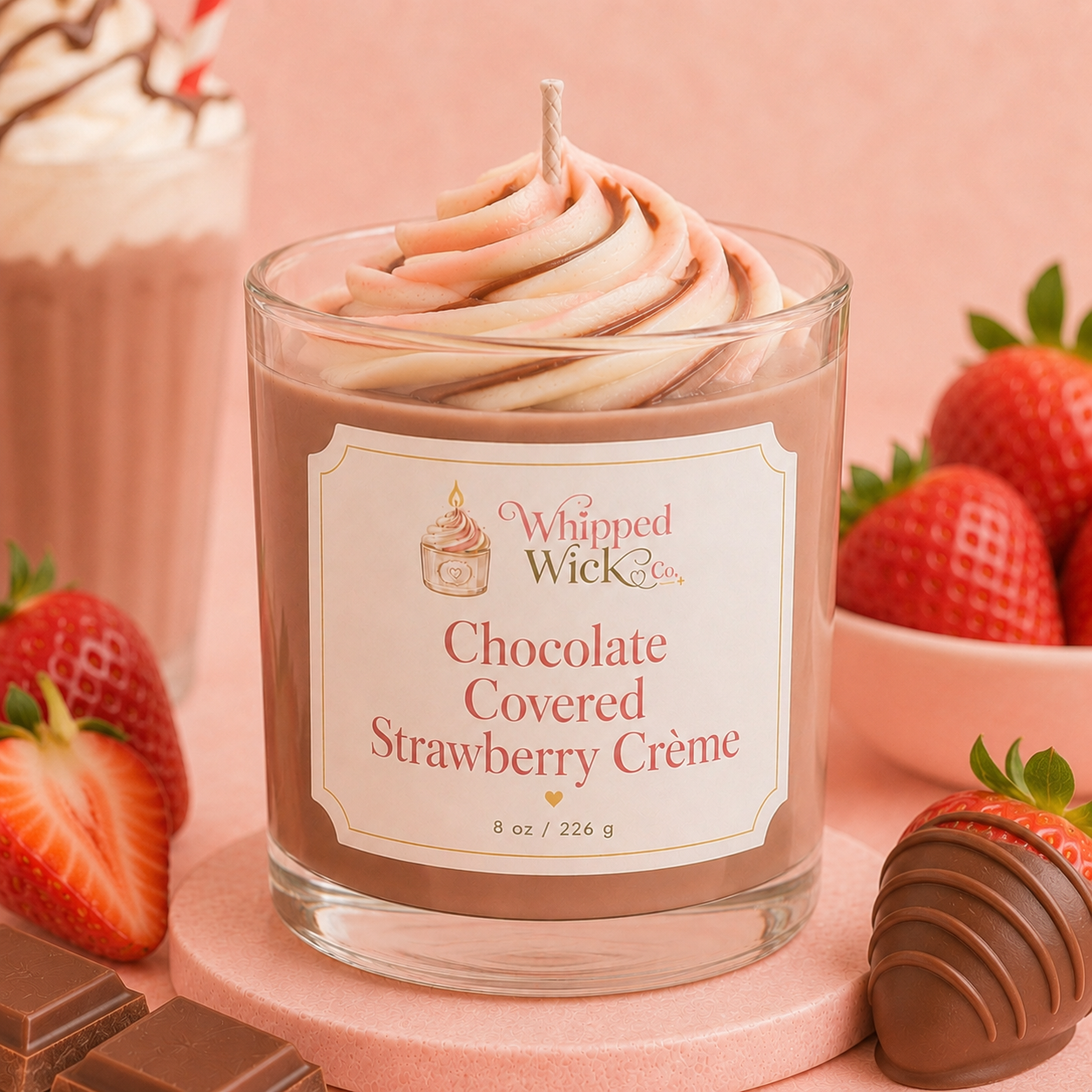 Chocolate Covered Strawberry Crème Candle | Dessert Candle
