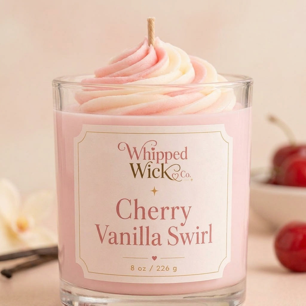 Cherry Vanilla Swirl Candle | Sweet Cherry Vanilla Candle