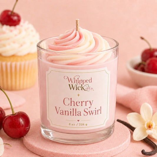 Cherry Vanilla Swirl Candle | Sweet Cherry Vanilla Candle