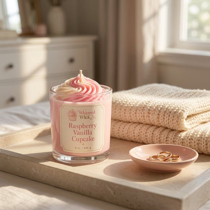 Raspberry Vanilla Cupcake Candle | Whipped Dessert Candle