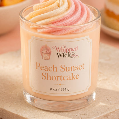 Peach Shortcake Candle | Peach Vanilla Cake Whipped Candle