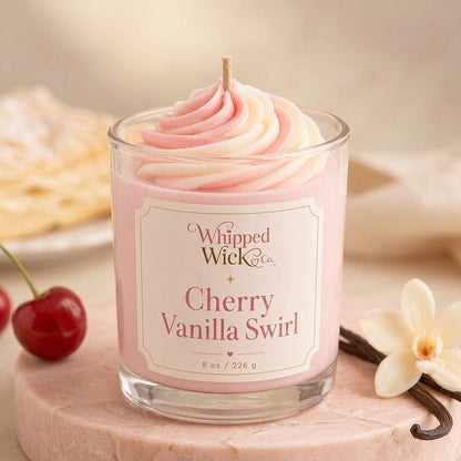 Cherry Vanilla Swirl Candle | Sweet Cherry Vanilla Candle
