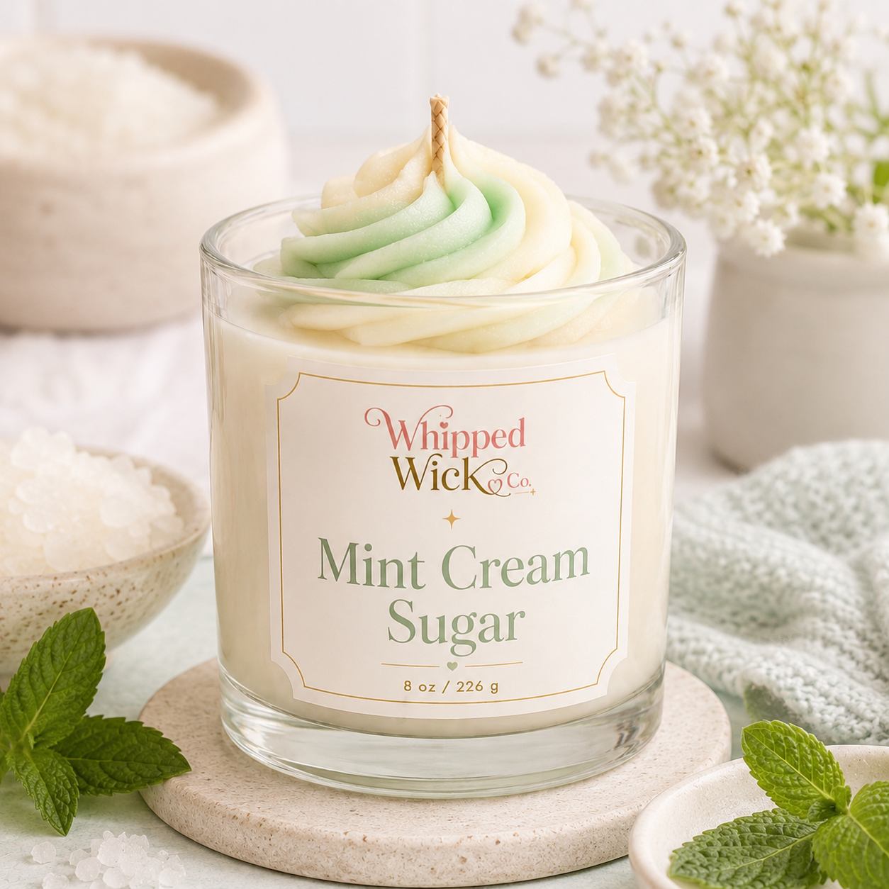 Mint Cream Sugar Whipped Candle