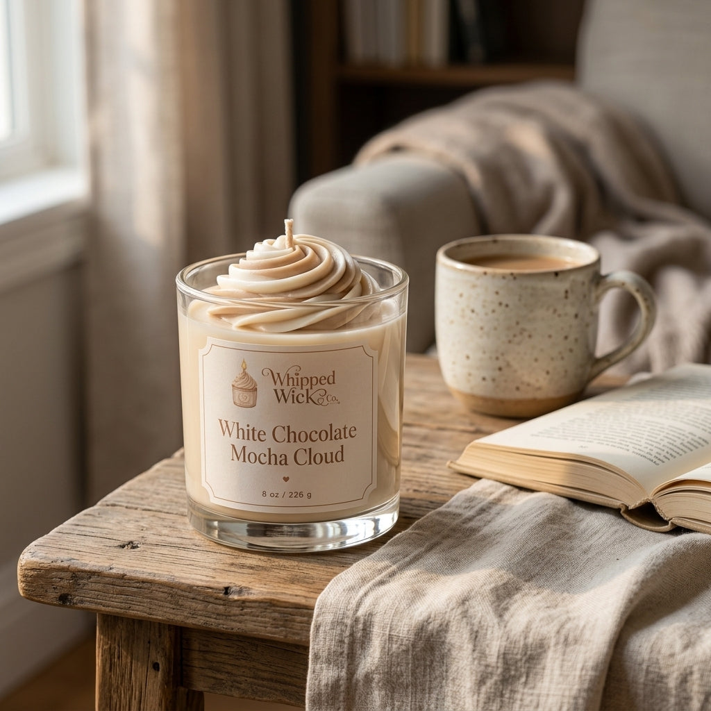 White Chocolate Mocha Cloud Candle | Coffee Dessert Candle