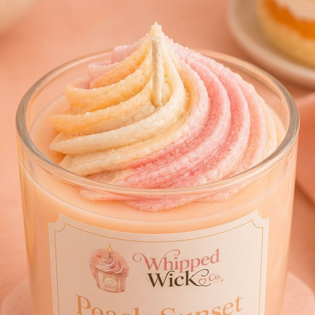 Peach Shortcake Candle | Peach Vanilla Cake Whipped Candle