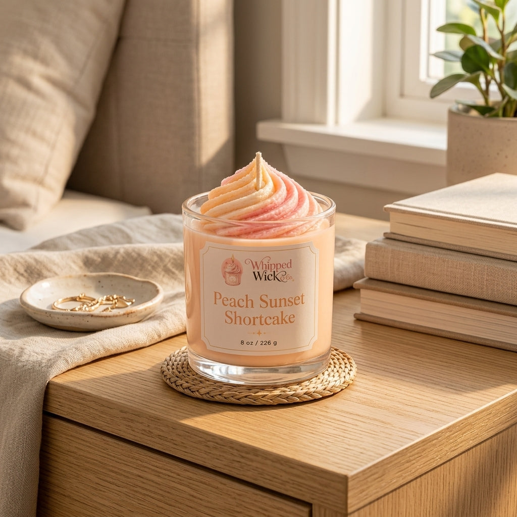Peach Shortcake Candle | Peach Vanilla Cake Whipped Candle