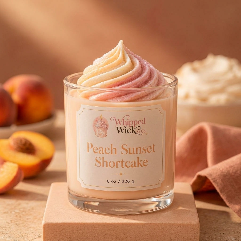 Peach Shortcake Candle | Peach Vanilla Cake Whipped Candle