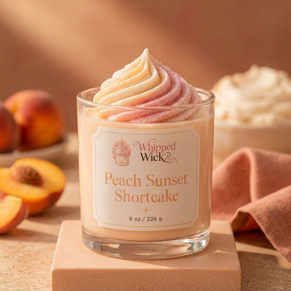 Peach Shortcake Candle | Peach Vanilla Cake Whipped Candle