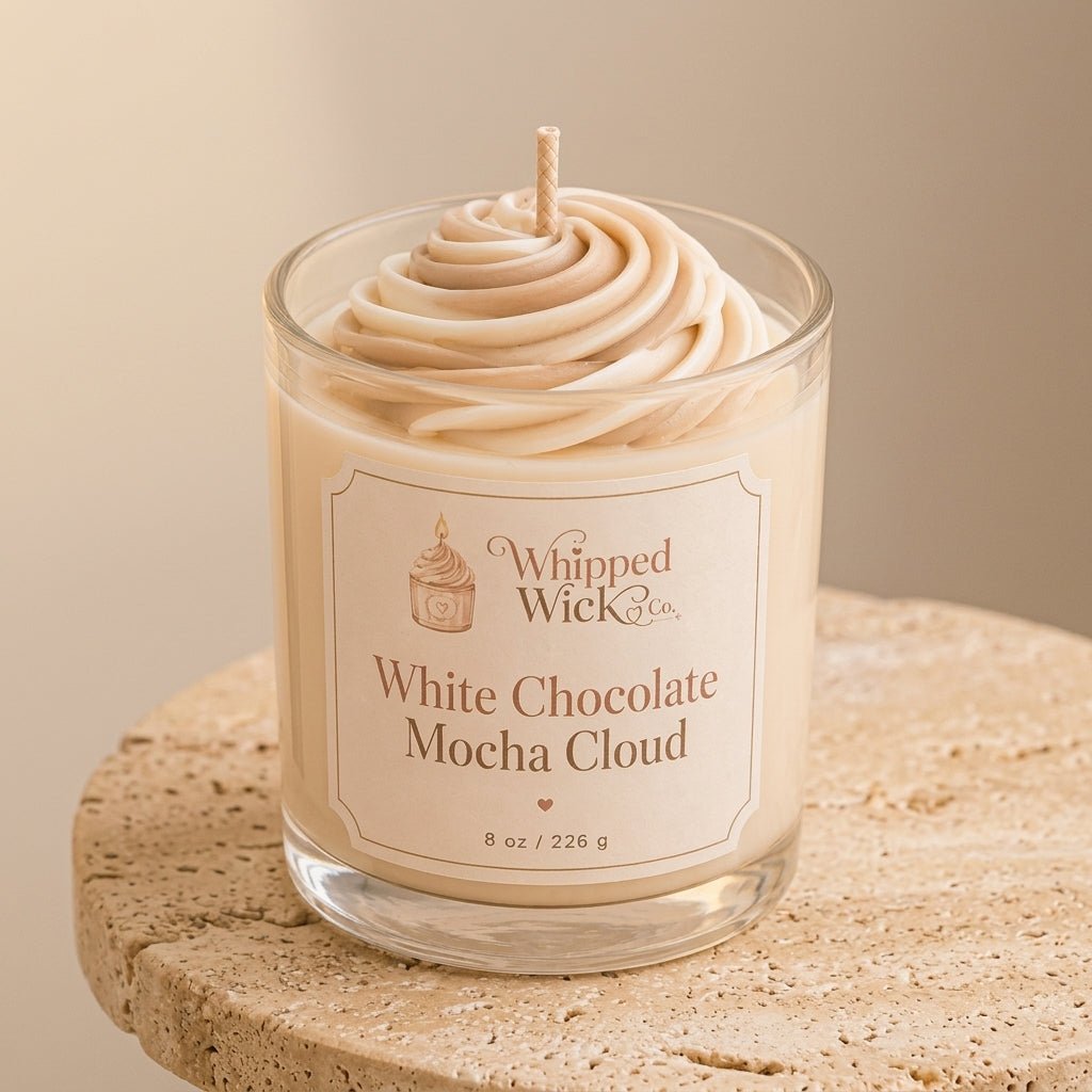 White Chocolate Mocha Cloud Candle | Coffee Dessert Candle