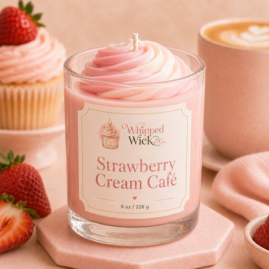 Strawberry Cream Café Candle | Whipped Wick Co.